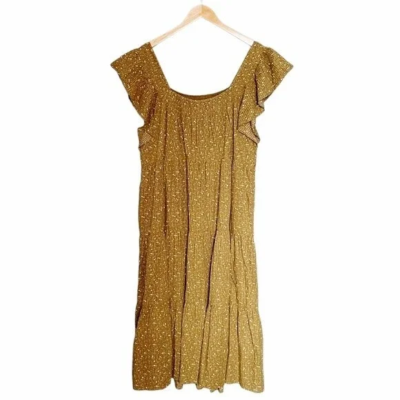 NWT Madewell Daisy Stitch Ruffle Sleeve Flowy Midi Dress Weathered Olive Size 2X - Picture 3 of 15